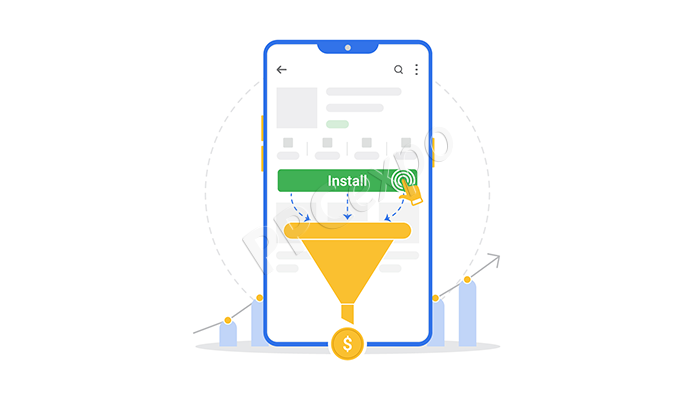 Affordable Web to App Conversion picture showing a mobile app with a business funnel